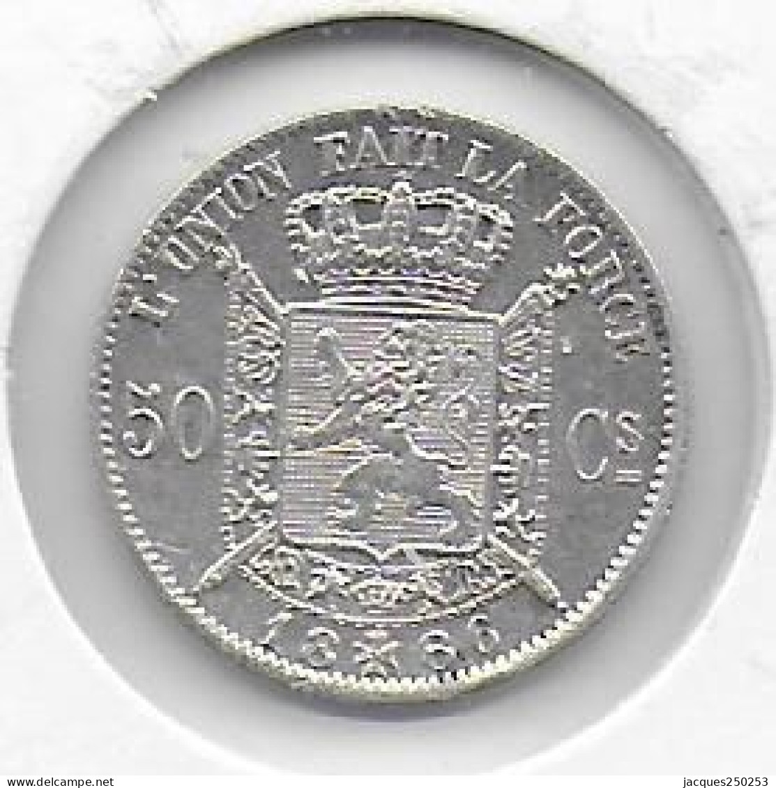 50 Centimes Argent Léopold II 1886 FR - 50 Centimes