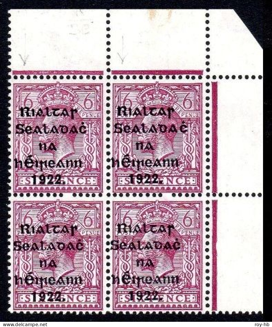 1922 Thom Blue-black 6d Rare Combination Corner Block Of 4. - Unused Stamps