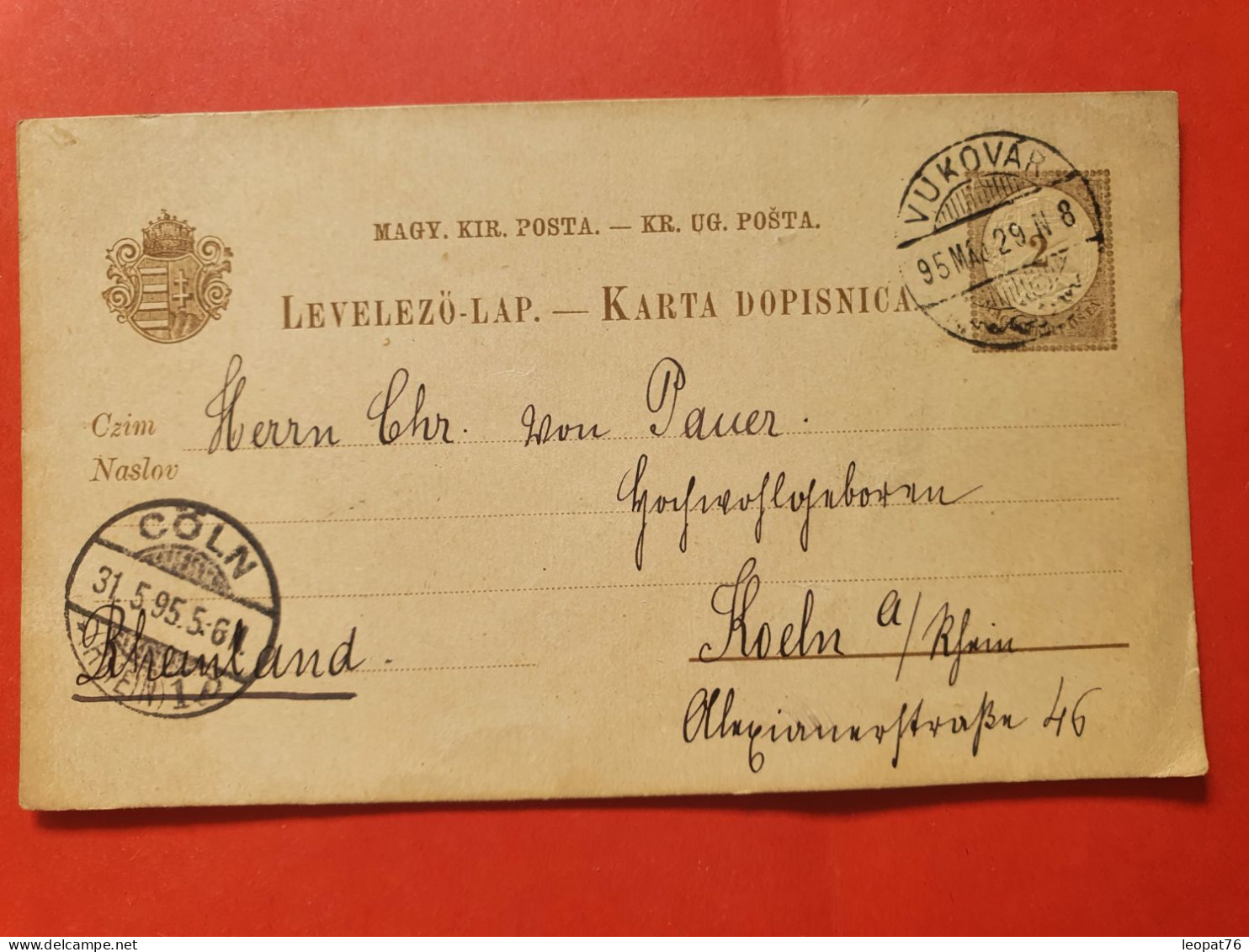 Hongrie - Entier Postal De Vukovar Pour L'Allemagne En 1895 - Réf J 122 - Entiers Postaux