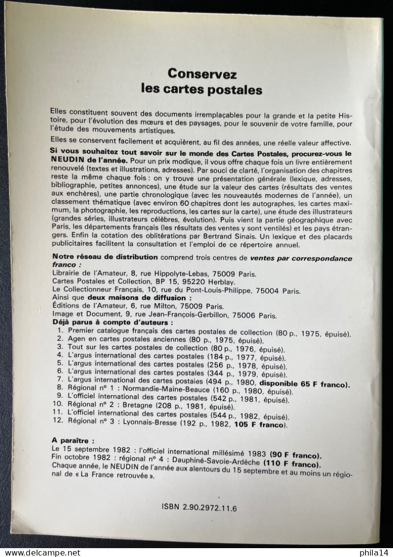 CATALOGUE NEUDIN LYONNAIS BEAUJOLAIS BRESSE FOREZ TOME 3 / 1982 / 192 PAGES - Bücher & Kataloge