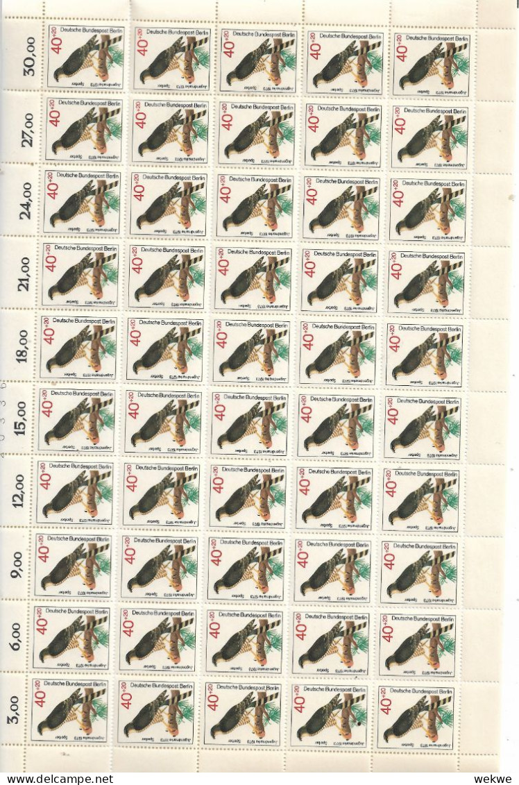 BERLIN 1973, Jugendmarken (Greifvögel)** 4 Bögen Beste Qualität, Ungefaltet. Nominalwert DM 120,00 - Blocks & Sheetlets