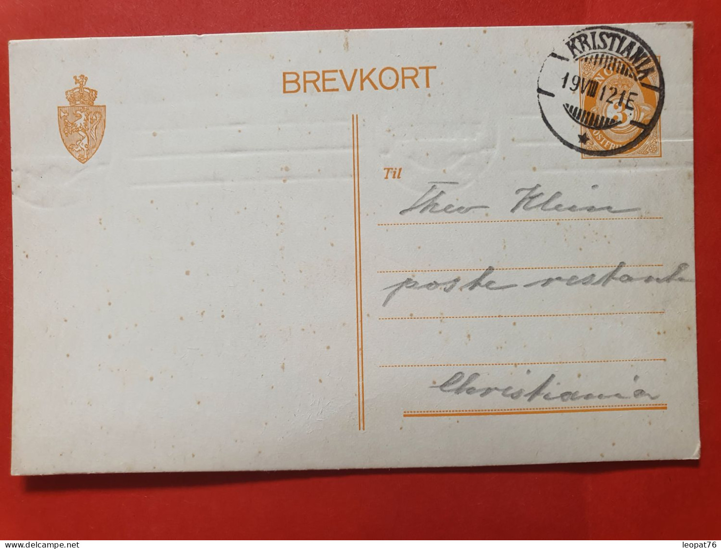 Norvège - Entier Postal De Kristiania En 1912  - Réf J 143 - Postwaardestukken