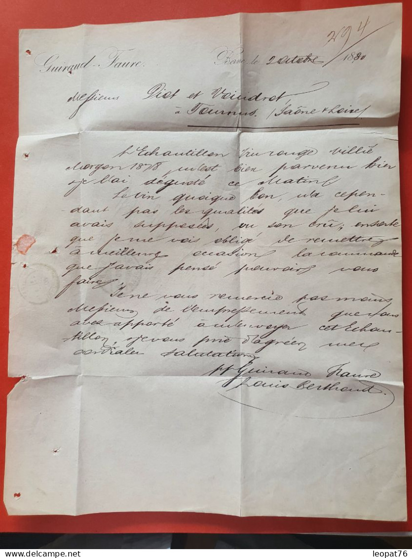 Suisse - Lettre Avec Texte De Bern Pour Tournus ( France ) En 1880 - Réf J 147 - Brieven En Documenten