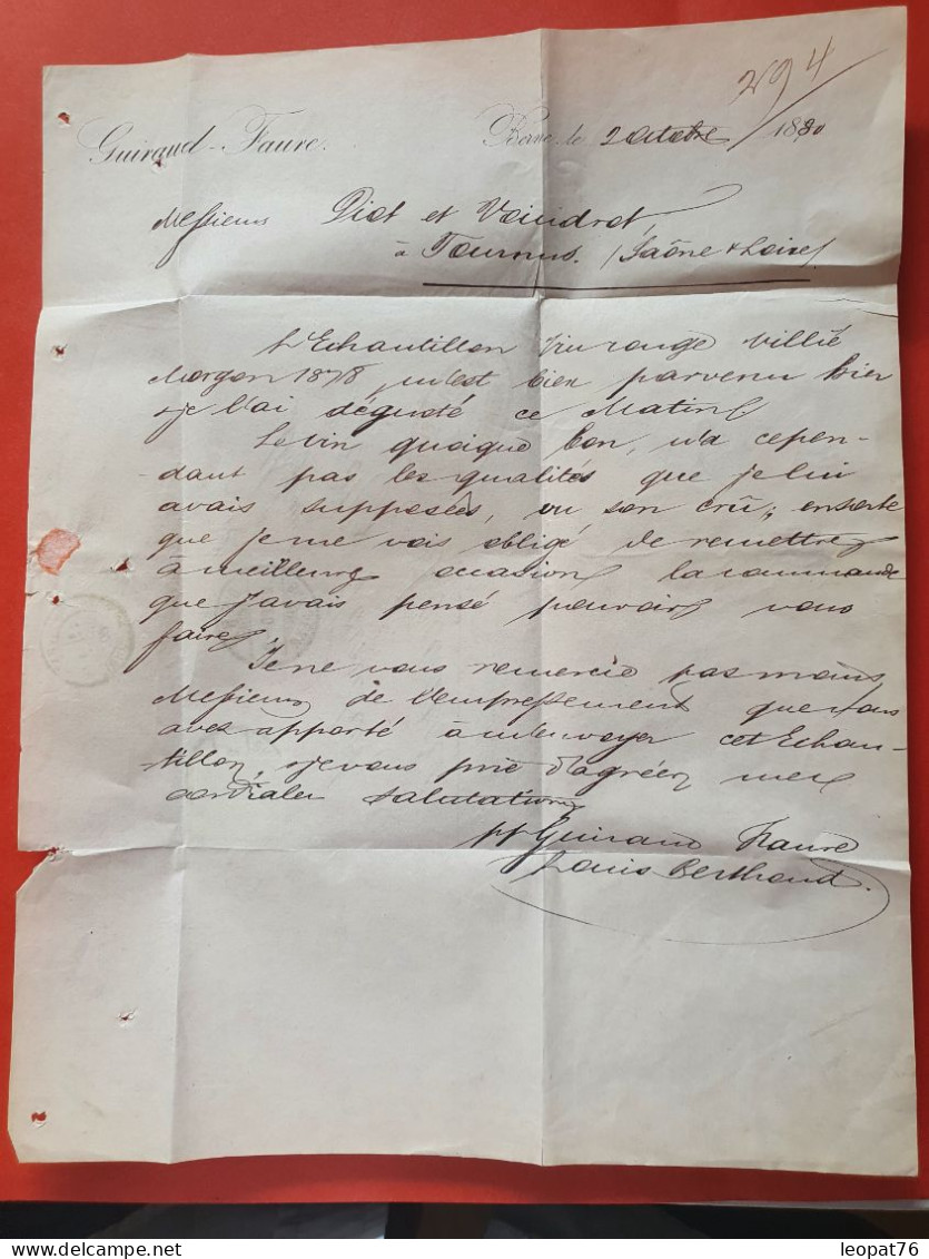 Suisse - Lettre Avec Texte De Bern Pour Tournus ( France ) En 1880 - Réf J 147 - Lettres & Documents