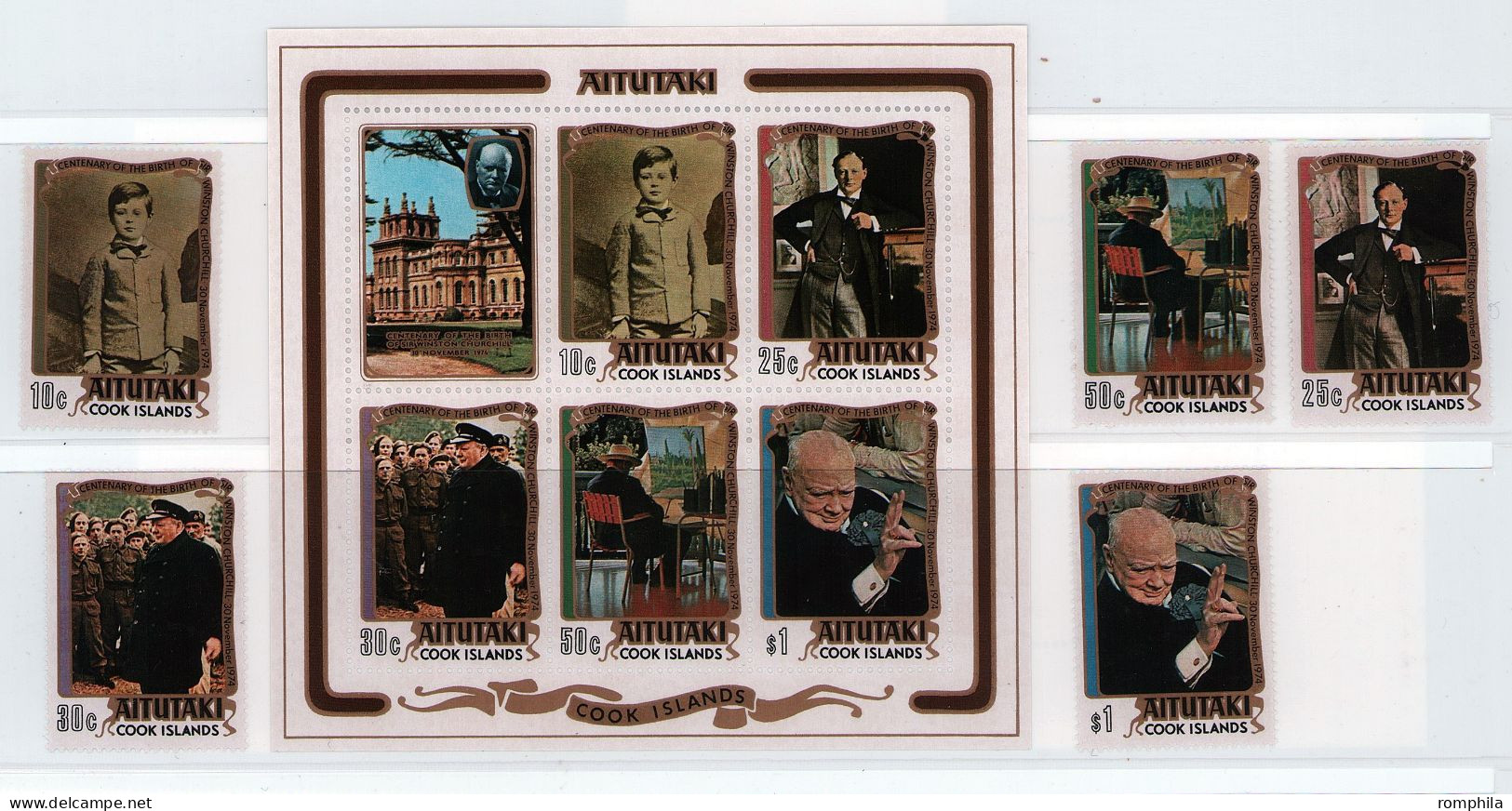 Aitutaki Cook Islands 1974 Sir Winston Churchill MNH Stamps - Sir Winston Churchill