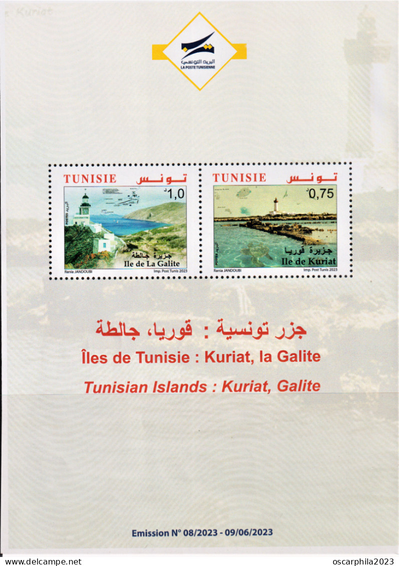 2023.Tunisie-emission 8 -Les Iles De Tunisie -Ile De Kuriat & Ile De La Galite-  FDC/ MNH**+ Prospectus - Iles