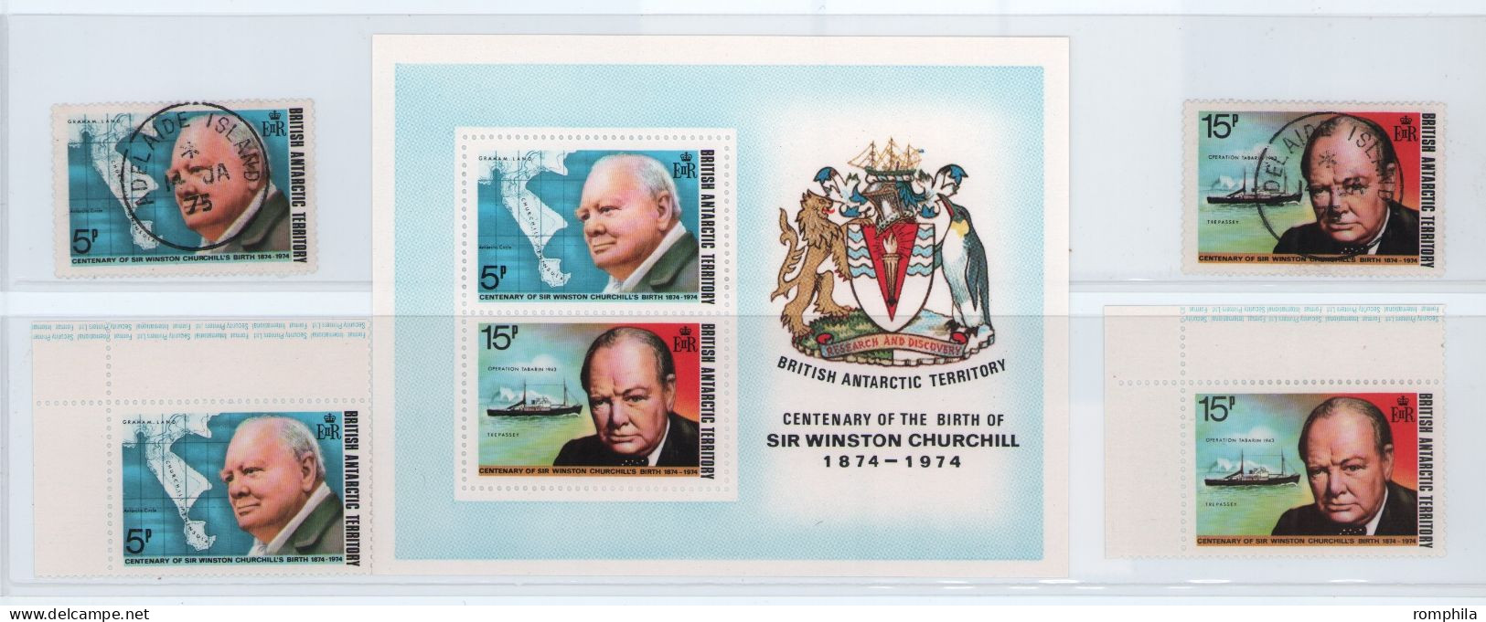 British Antarctic Territory BAT 1974 Sir Winston Churchill MNH + Used Stamps - Sir Winston Churchill