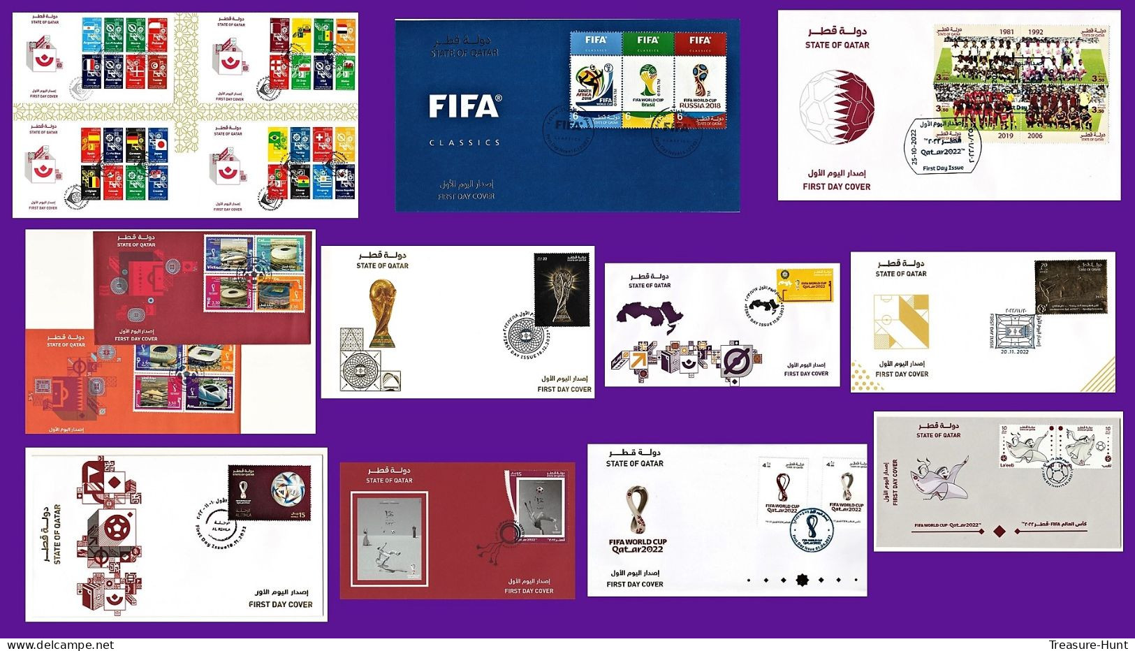 Complete Set Of First Day Covers - QATAR 2022 FIFA World Cup Soccer Football Championship - 11 Stamps Sets, 15 FDC's - 2022 – Qatar