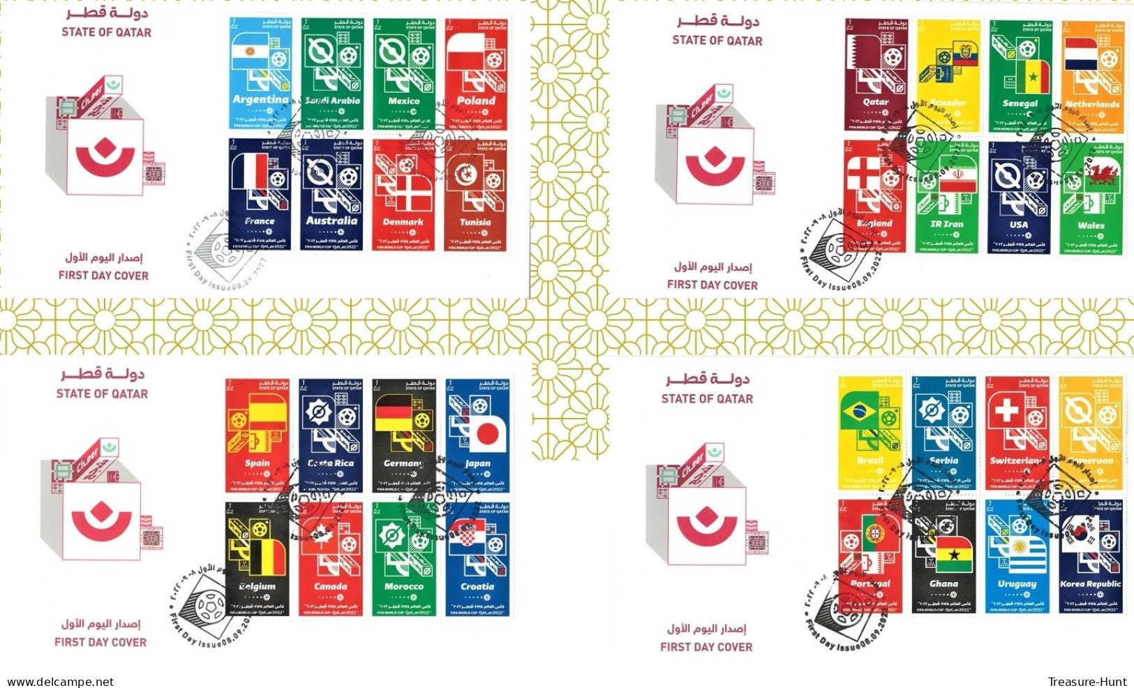 Complete Set of First Day Covers - QATAR 2022 FIFA World Cup Soccer Football Championship - 11 Stamps Sets, 15 FDC's