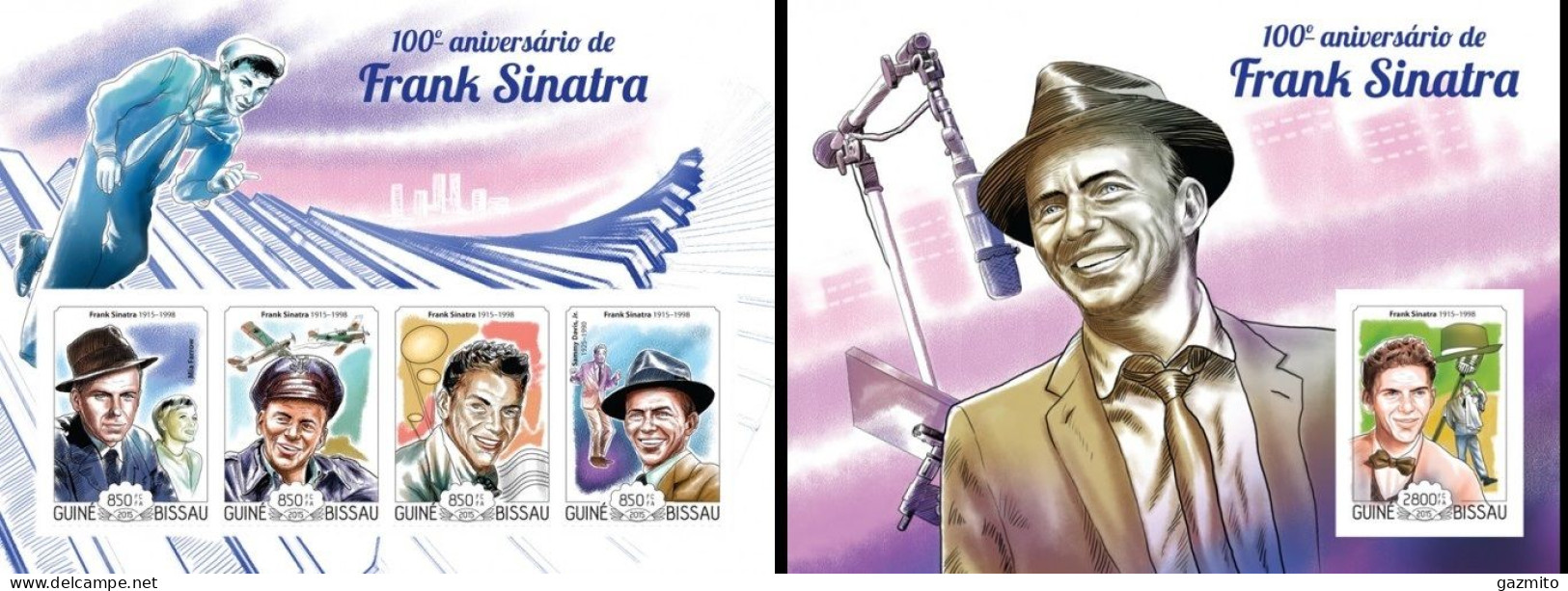 Guinea Bissau 2015, Music, 100th Sinatra, 4val In BF +BF IMPERFORATED - Chanteurs