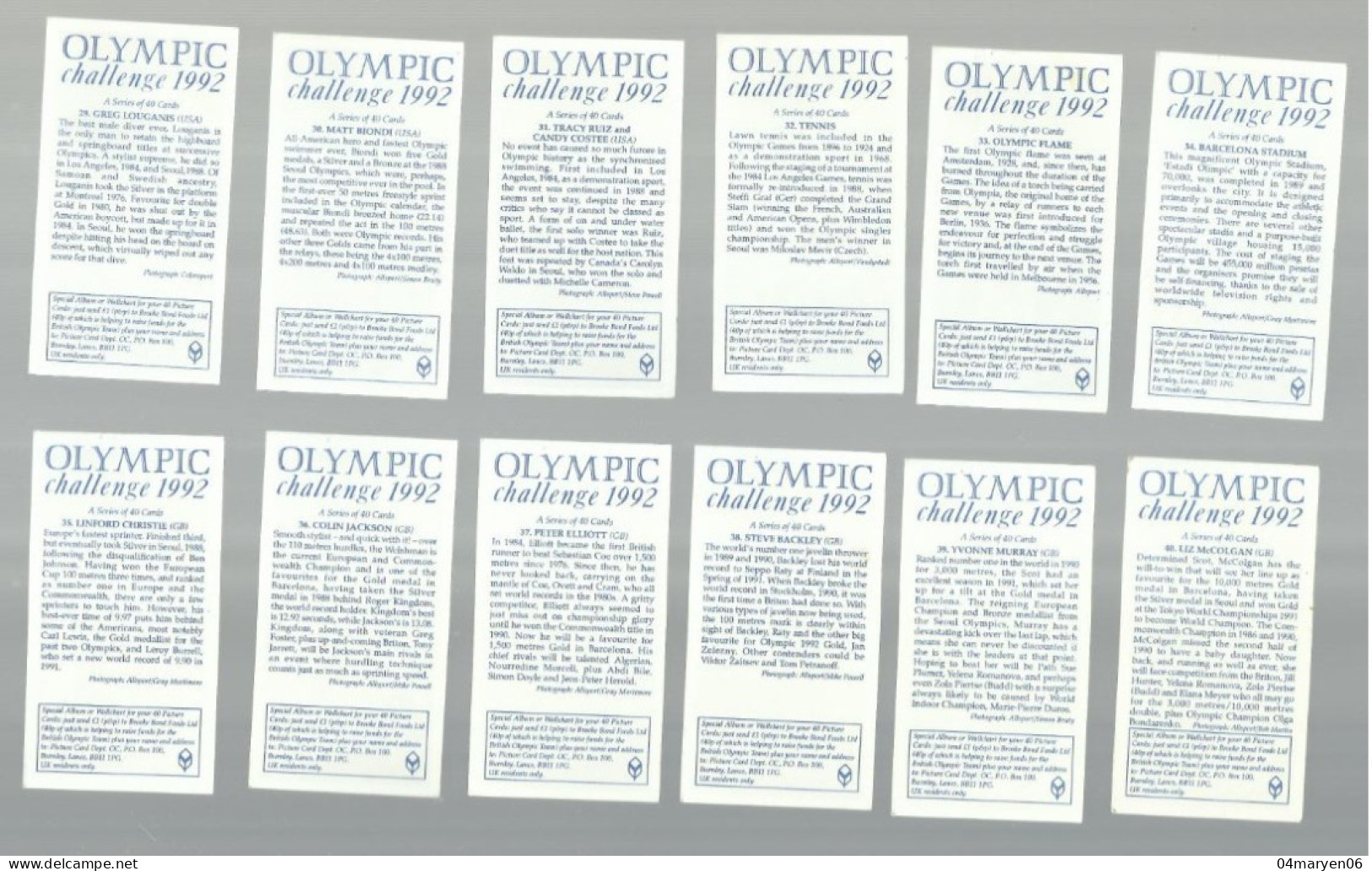 *** 40 X CHROMO :  OLYMPIC Challenge 1992  ***  --  Zie / Voir Scan's - Trading-Karten