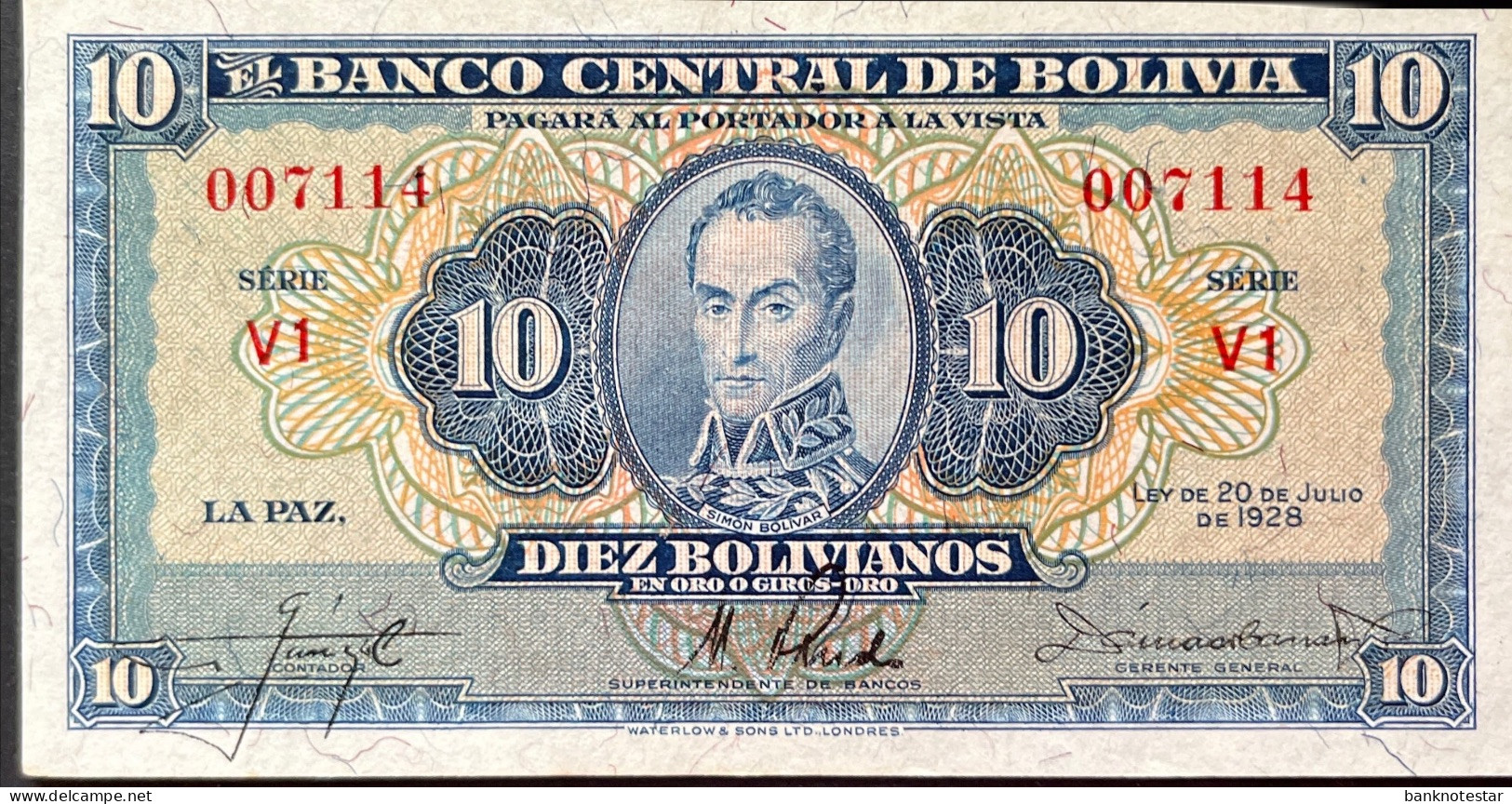 Bolivia 10 Bolivianos, P-130 (L.1928) - UNC - Bolivie