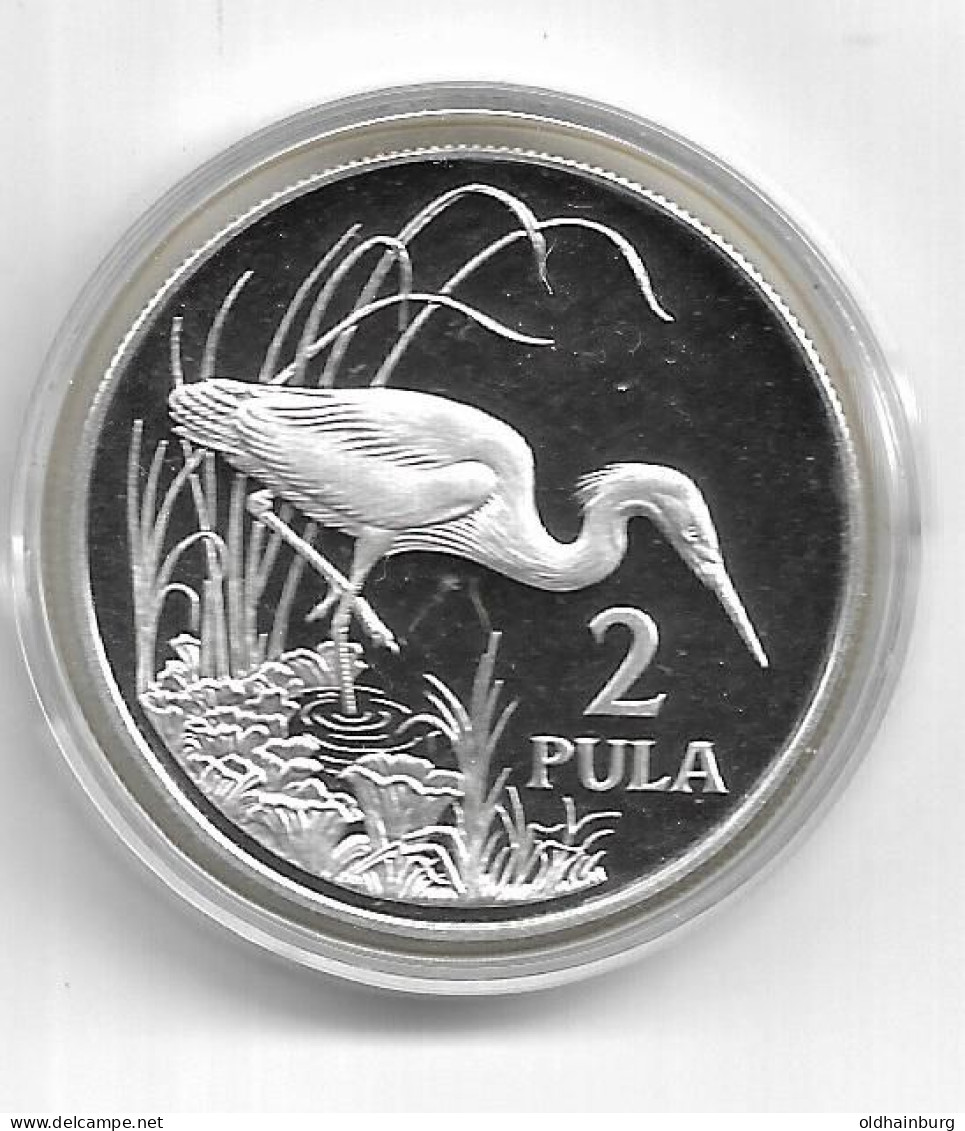 1149i: WWF- Münze Botswana 1986, Braunkehl- Reiher PP 28,28 Gramm Proof - Botswana