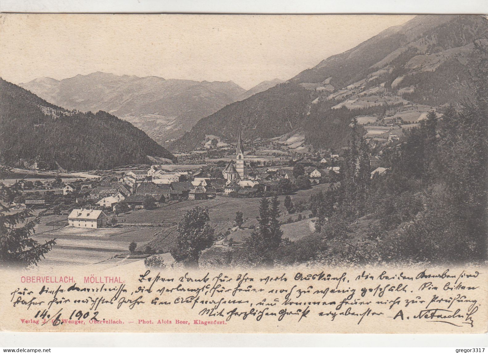 D116) OBERVELLACH - Mölltal - Dünn Besiedelt - Häuser Bauernhof Kirche 1902 - Obervellach