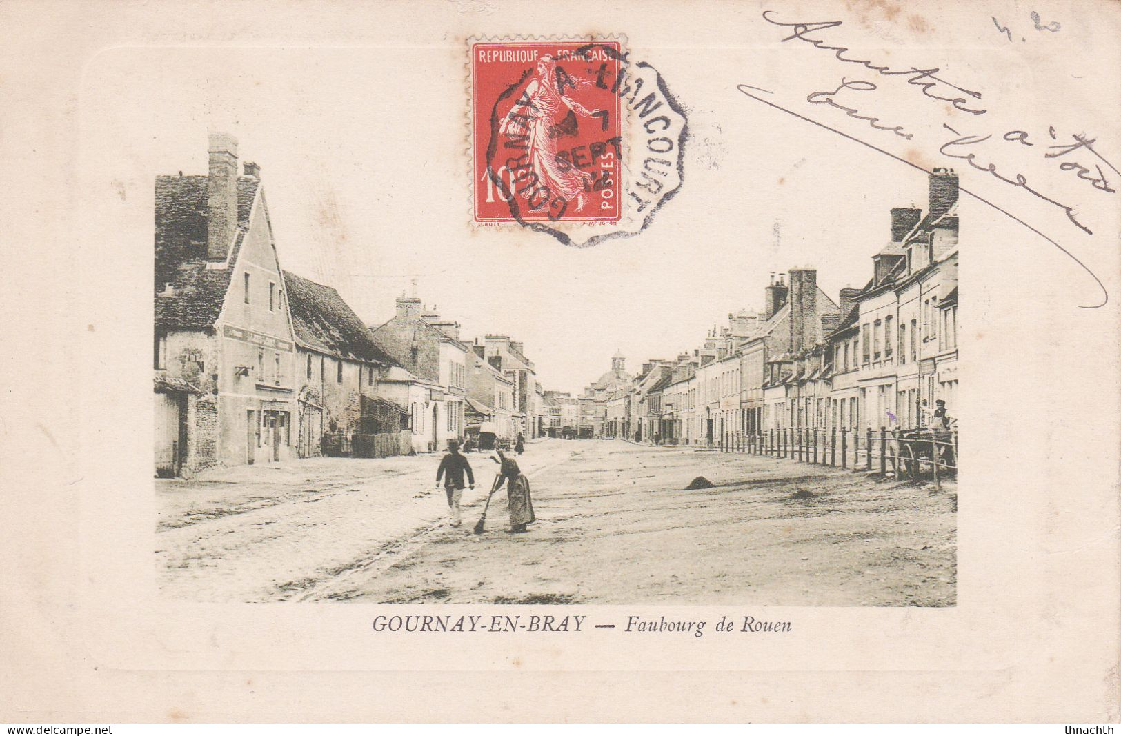 1912 GOURNAY EN BRAY FAUBOURG DE ROUEN Cliché Rare - Gournay-en-Bray