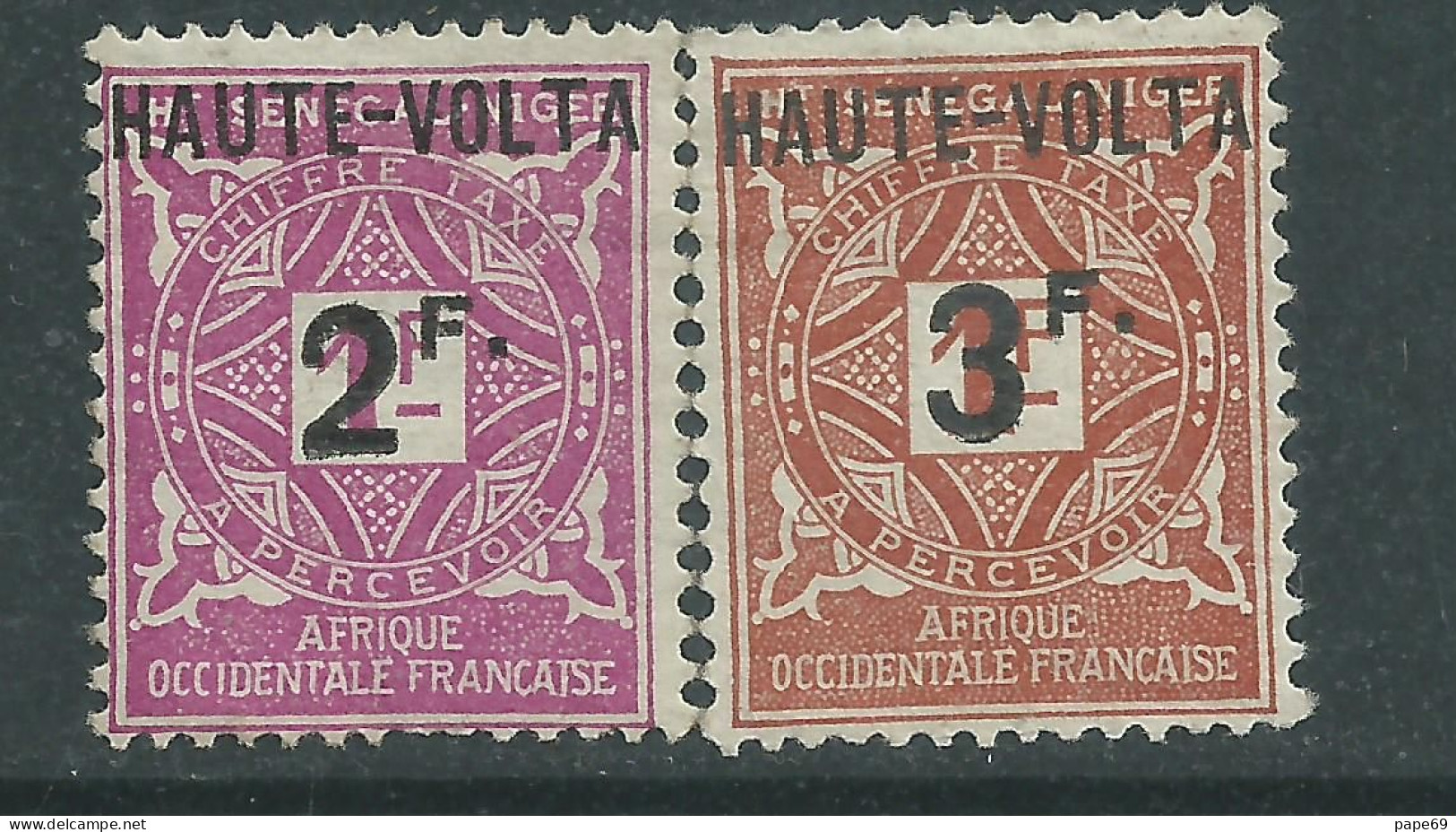 Haute Volta Taxe N ° 9 / 10  X Les 2 Valeurs Trace De Charnière Sinon TB - Timbres-taxe