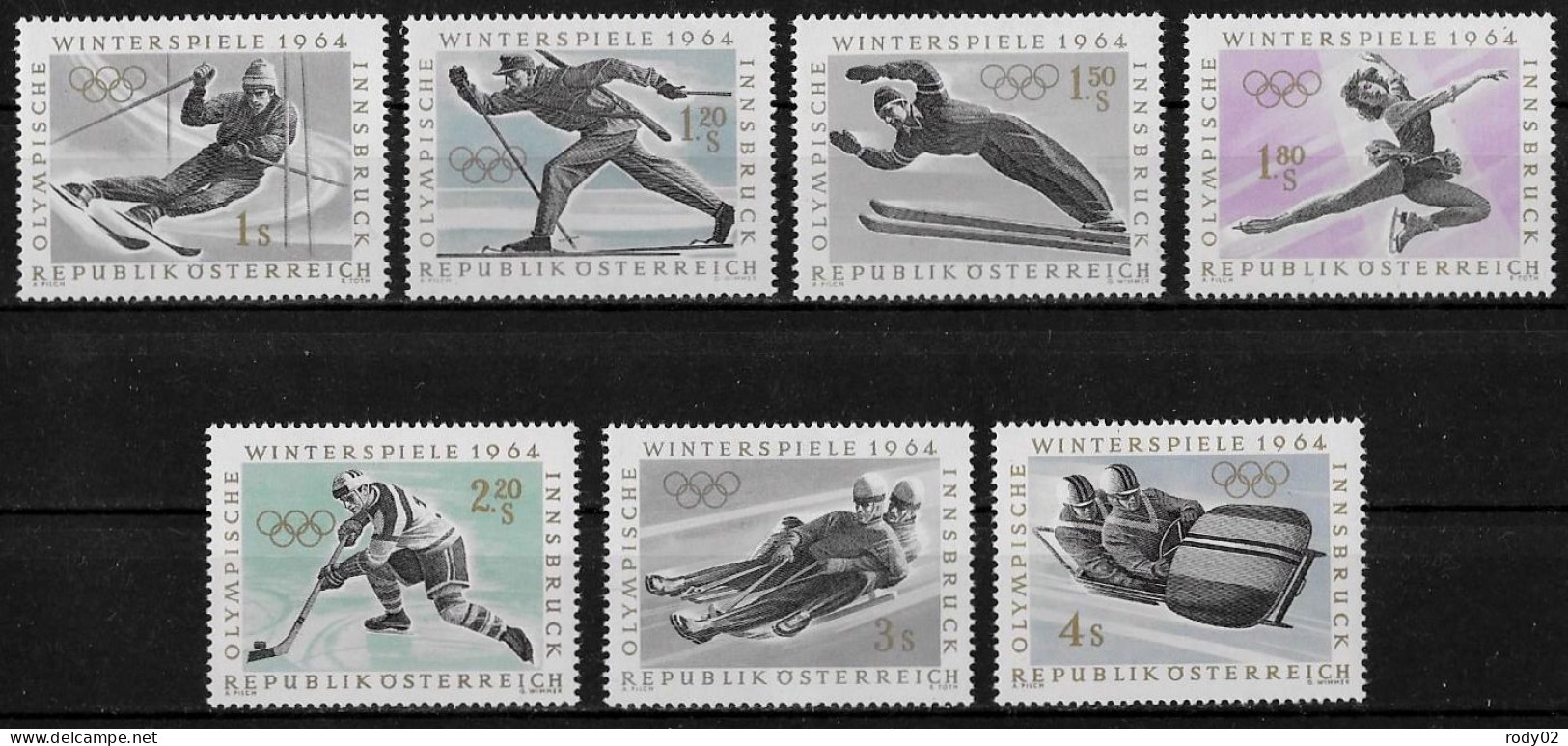 AUTRICHE - JEUX OLYMPIQUES D'HIVER D'INNSBRUCK EN 1964 - N° 974 A 980 - NEUF** MNH - Inverno1964: Innsbruck