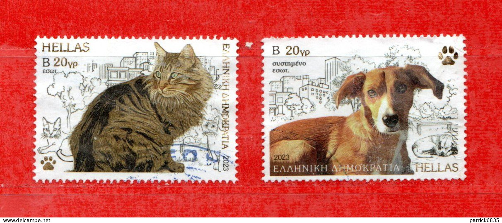 (CL.R) GRECIA ° 2023 - ANIMALI, CANI GATTI - CATS,DOGS. Completa.  Used. Come Scansione - Used Stamps