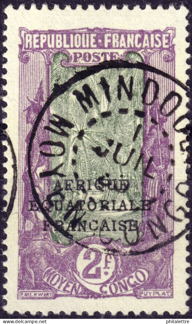 CONGO FRANÇAIS - 1919 -  TàD " MINDOULI / MOYEN CONGO " Sur Yv.63 2fr Violet & Olive - TB - Gebruikt