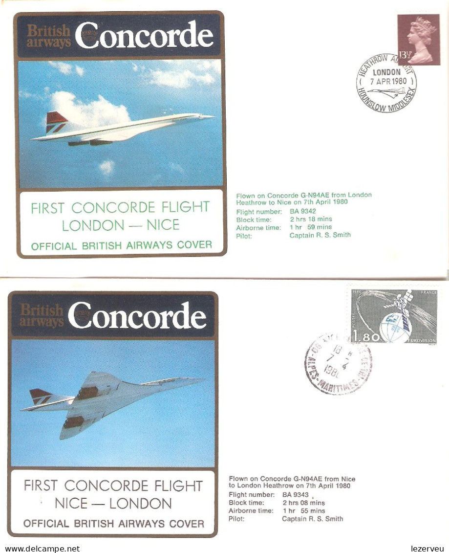 CONCORDE PREMIER 1er VOL FIRST FLIGHT BRITISH AIRWAYS LONDON NICE - Autres & Non Classés