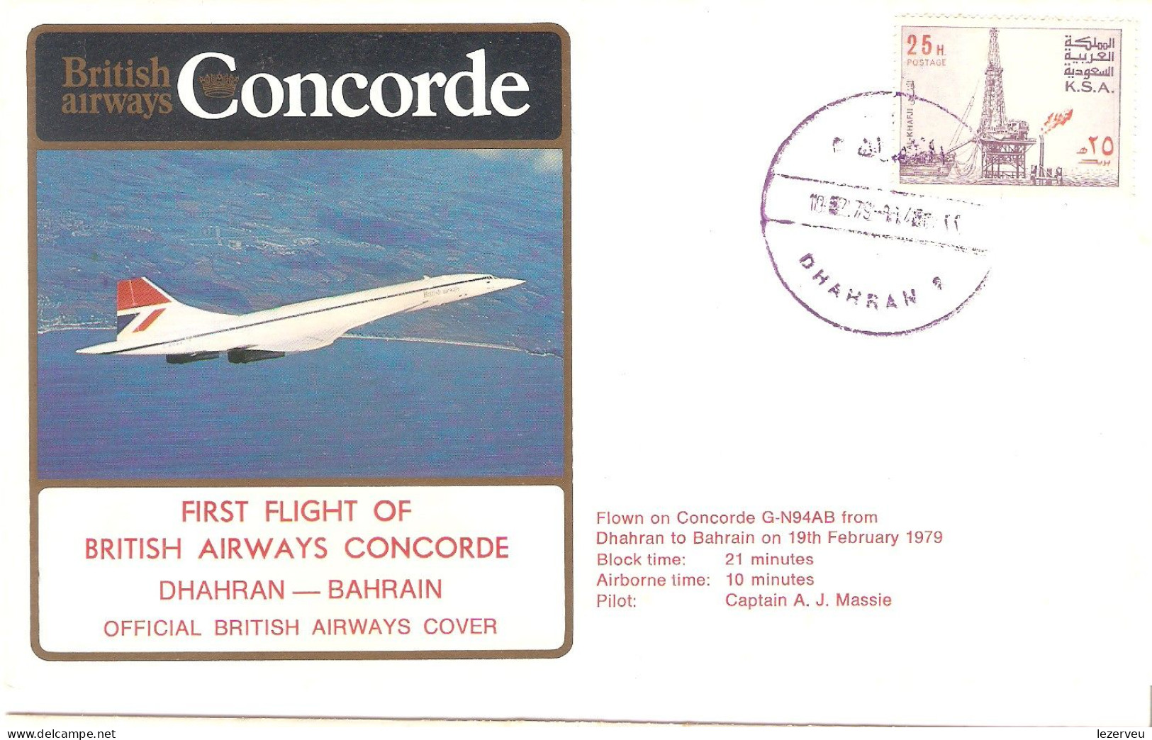 CONCORDE PREMIER 1er VOL FIRST FLIGHT BRITISH AIRWAYS DHAHRAN BAHRAIN - Sonstige & Ohne Zuordnung