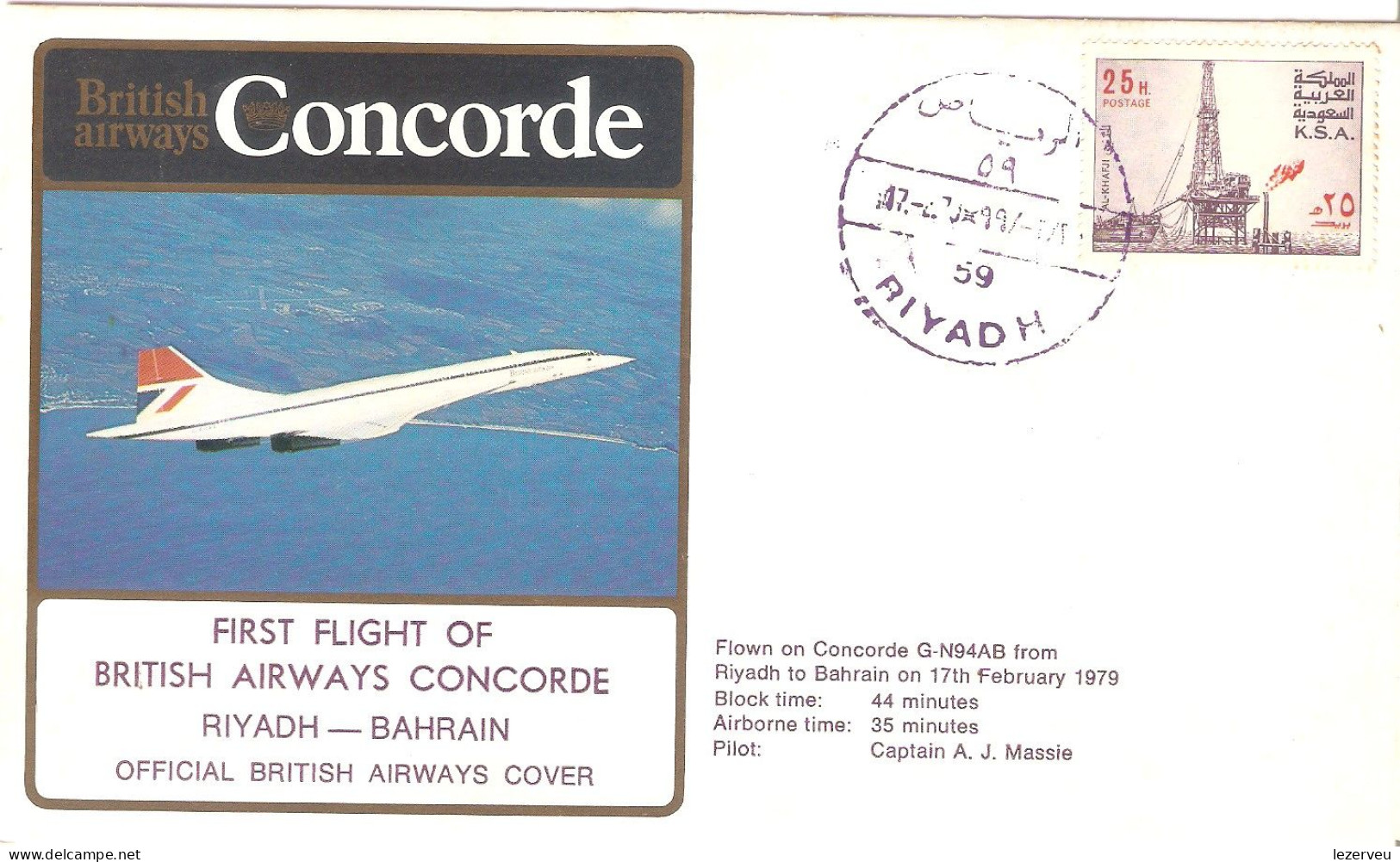 CONCORDE PREMIER 1er VOL FIRST FLIGHT BRITISH AIRWAYS RIYADH  BAHRAIN - Other & Unclassified