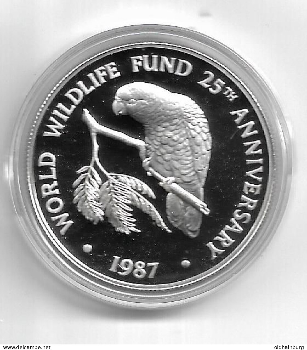 1149j: WWF- Münze Cayman Islands 1987, Amazonas- Papagei PP 28,28 Gramm Proof - Cayman Islands