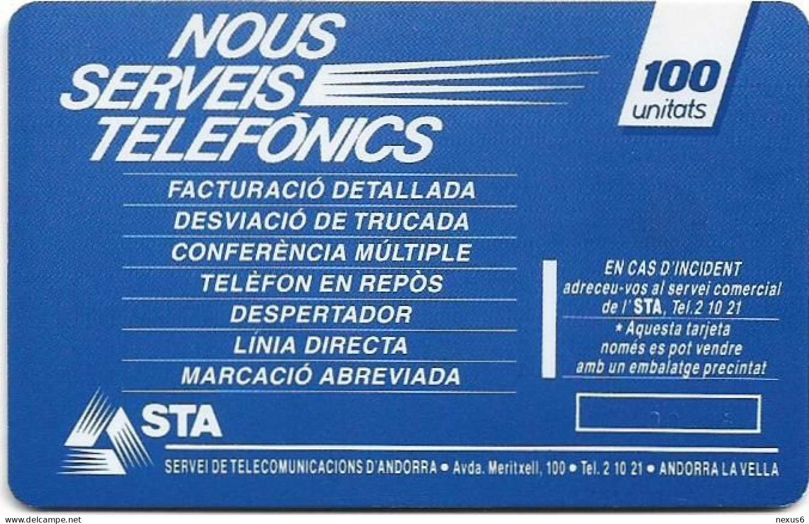 Andorra - STA - STA-0013B - Serrat Valley, Cn.00415, 09.1993, SC5, 100Units, 20.000ex, Used - Andorre