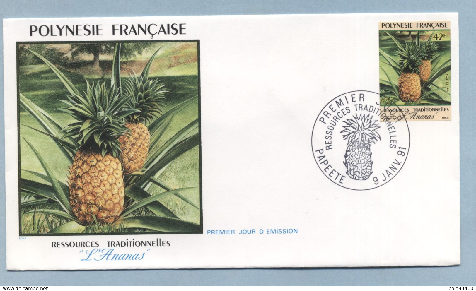 1991 JANVIER 09  Enveloppe1er Jour  RESSOURCES TRADITIONNELLES 42 FRANCS - Briefe U. Dokumente