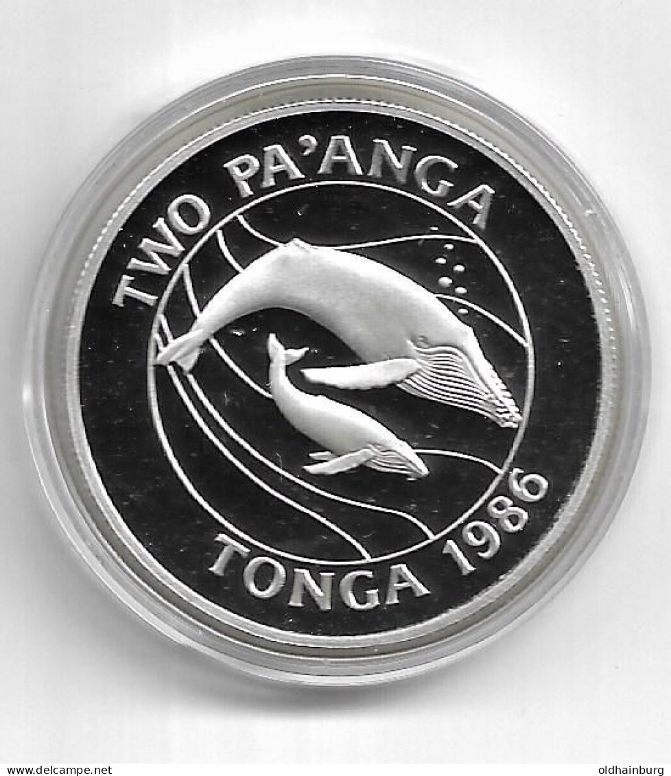 1149q: WWF- Münze Tonga 1986, Buckelwal PP 28,28 Gramm Proof - Tonga