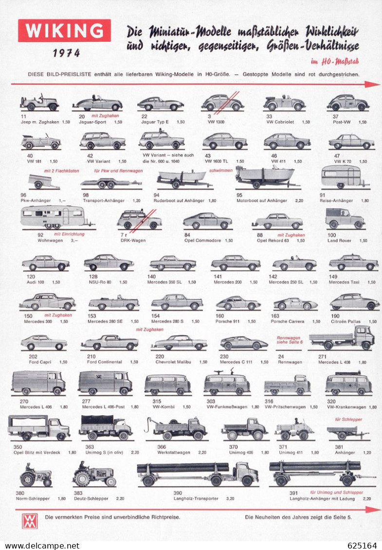 Catalogue WIKING 1974 Miniatür - Modelle HO 1:87 & Mini Modelle N 1:160 - German