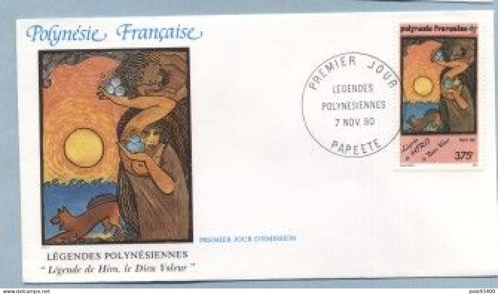 1990 NOVEMBRE 07 Enveloppe1er Jour  LEGENDES POLYNESIENNES 375 FRANCS - Cartas & Documentos