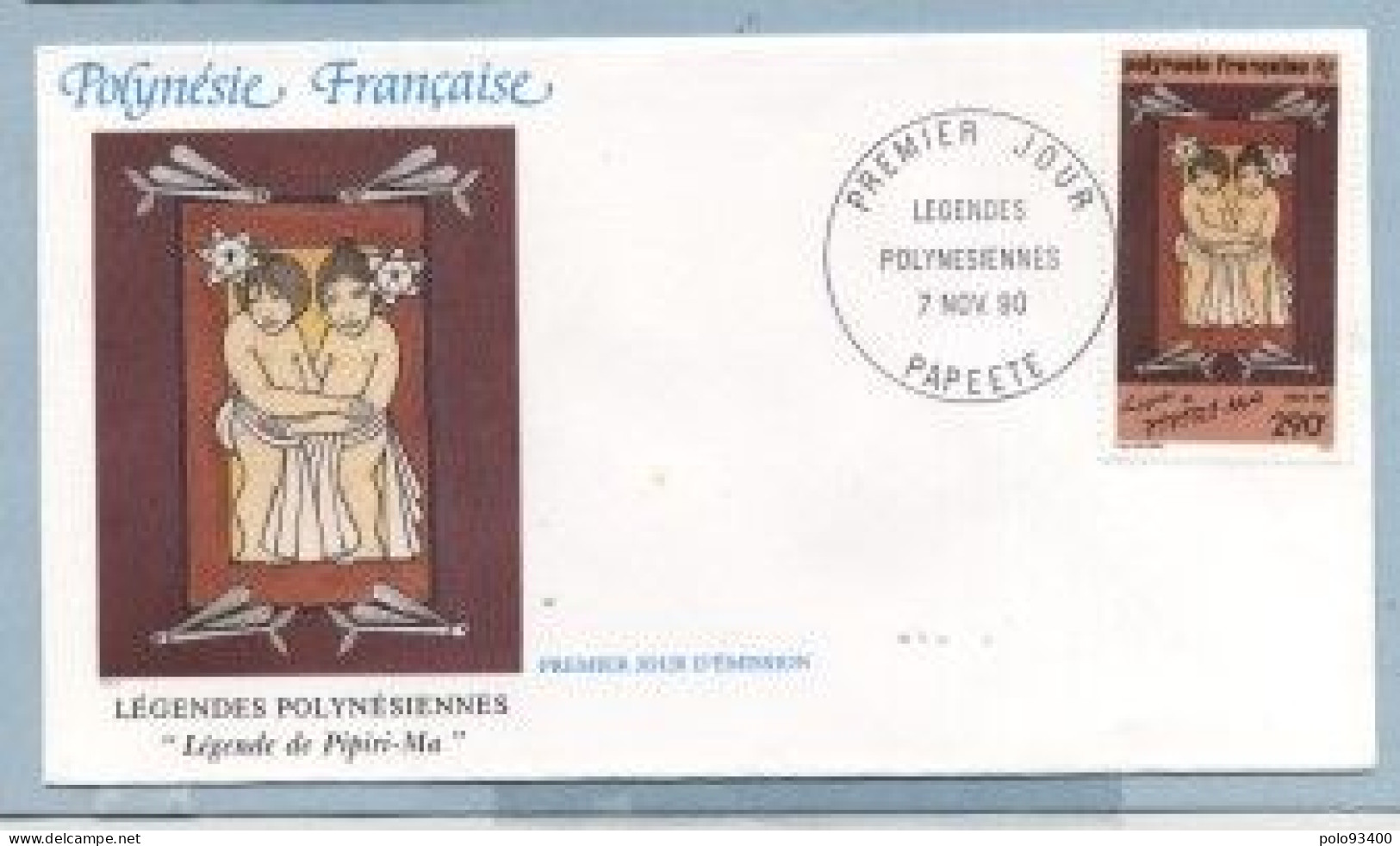 1990 NOVEMBRE 07 Enveloppe1er Jour  LEGENDES POLYNESIENNES 290 FRANCS - Covers & Documents