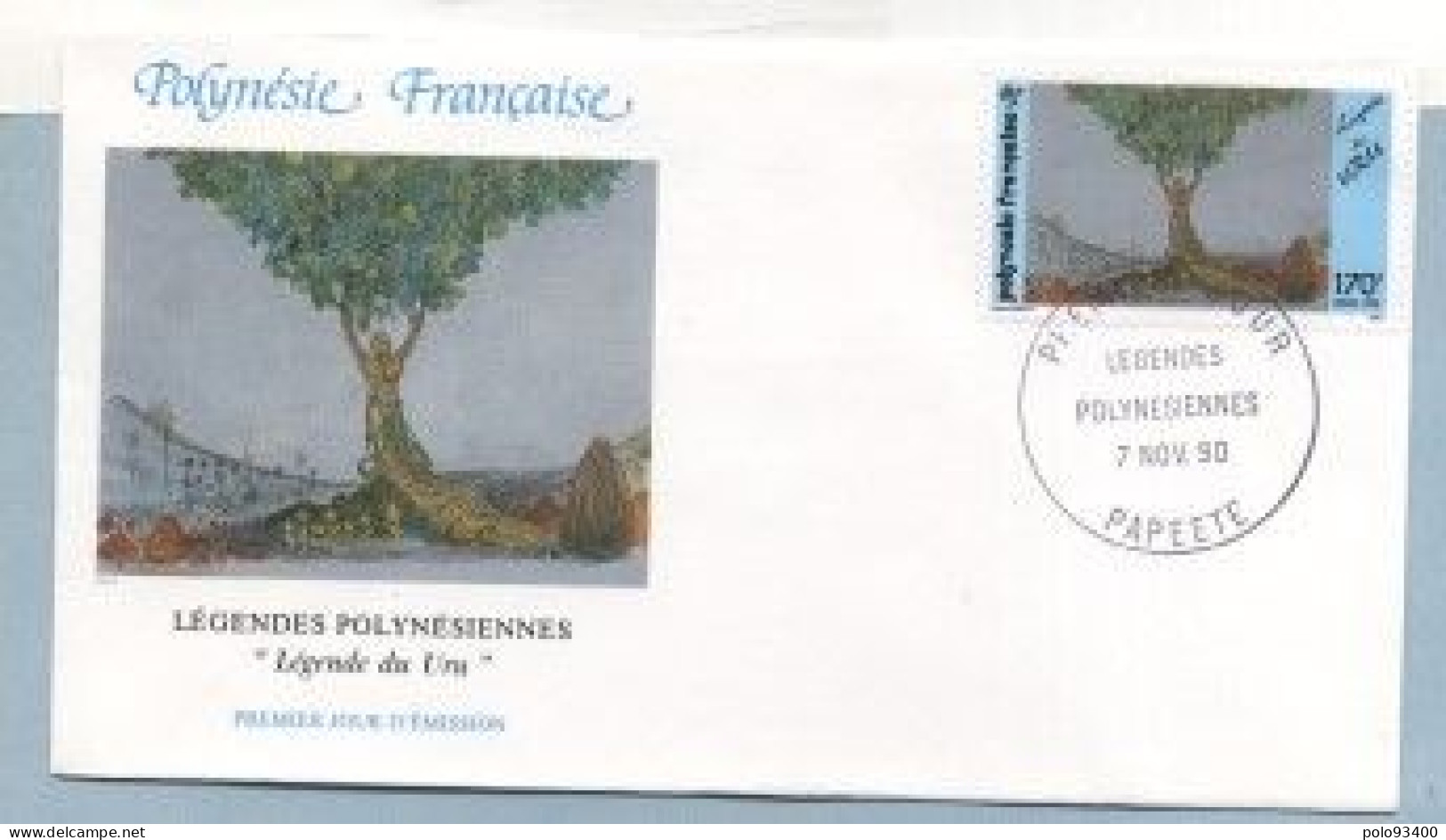 1990 NOVEMBRE 07 Enveloppe1er Jour  LEGENDES POLYNESIENNES 170 FRANCS - Brieven En Documenten