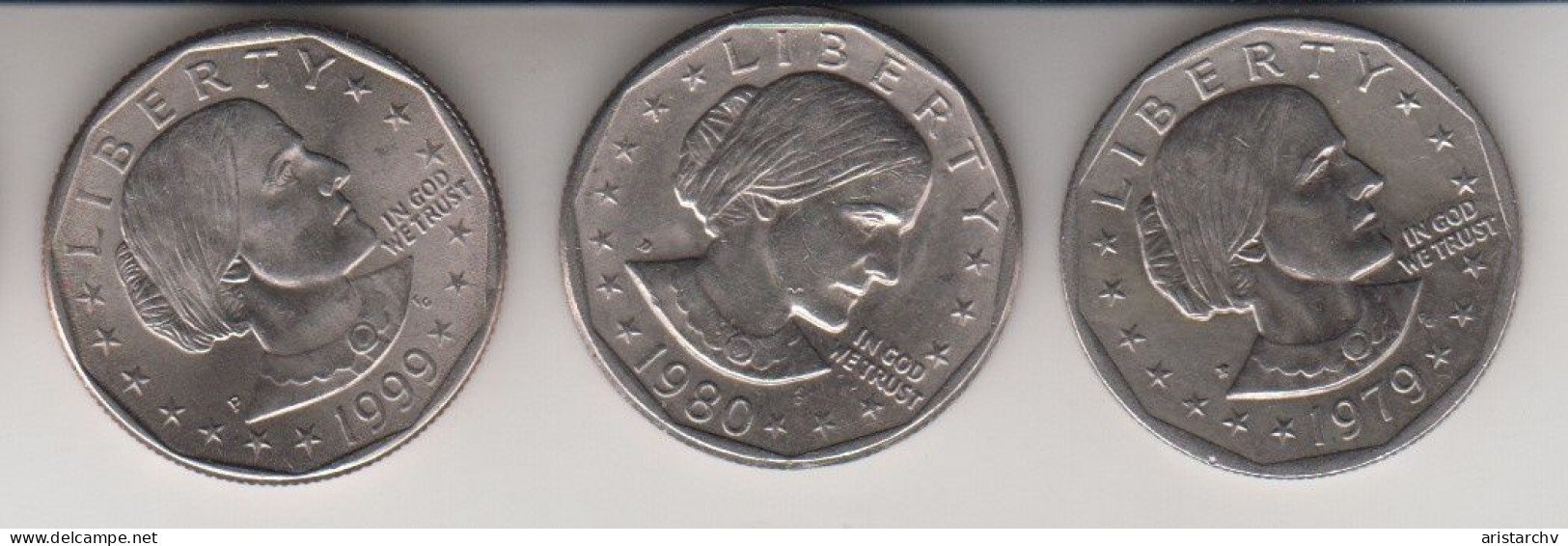 USA 1979 1980 1999 1 $ DOLLAR ANTHONY EAGLE 3 CIRCULATED COINS - 1979-1999: Anthony