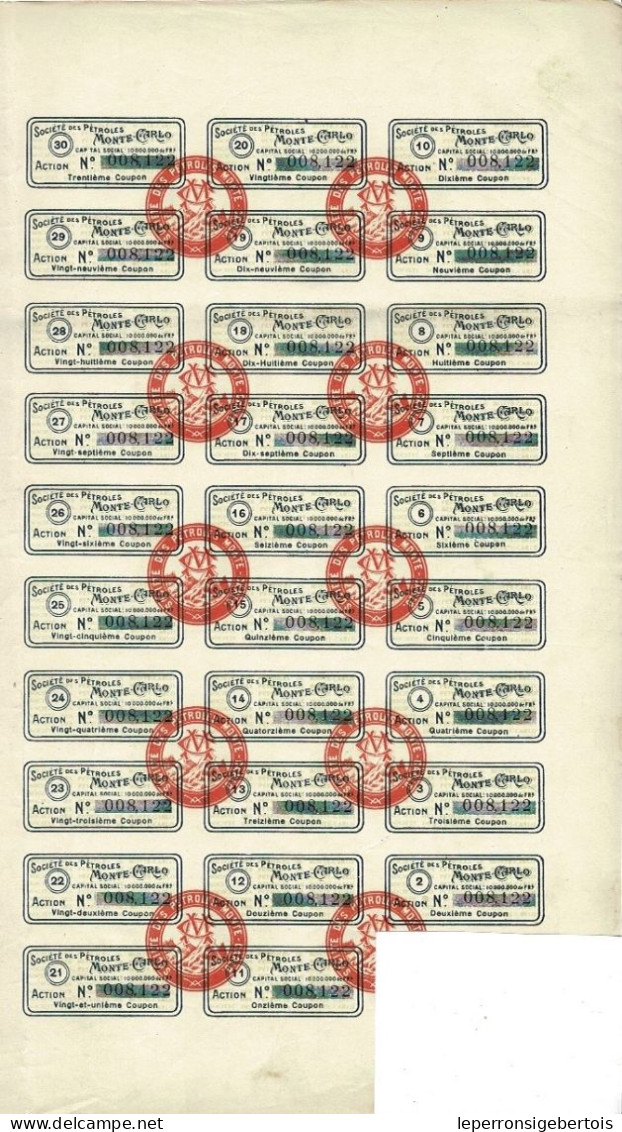 Titre De 1919 - Société Des Pétroles Monte-Carlo - Tourcoing - - Petrolio