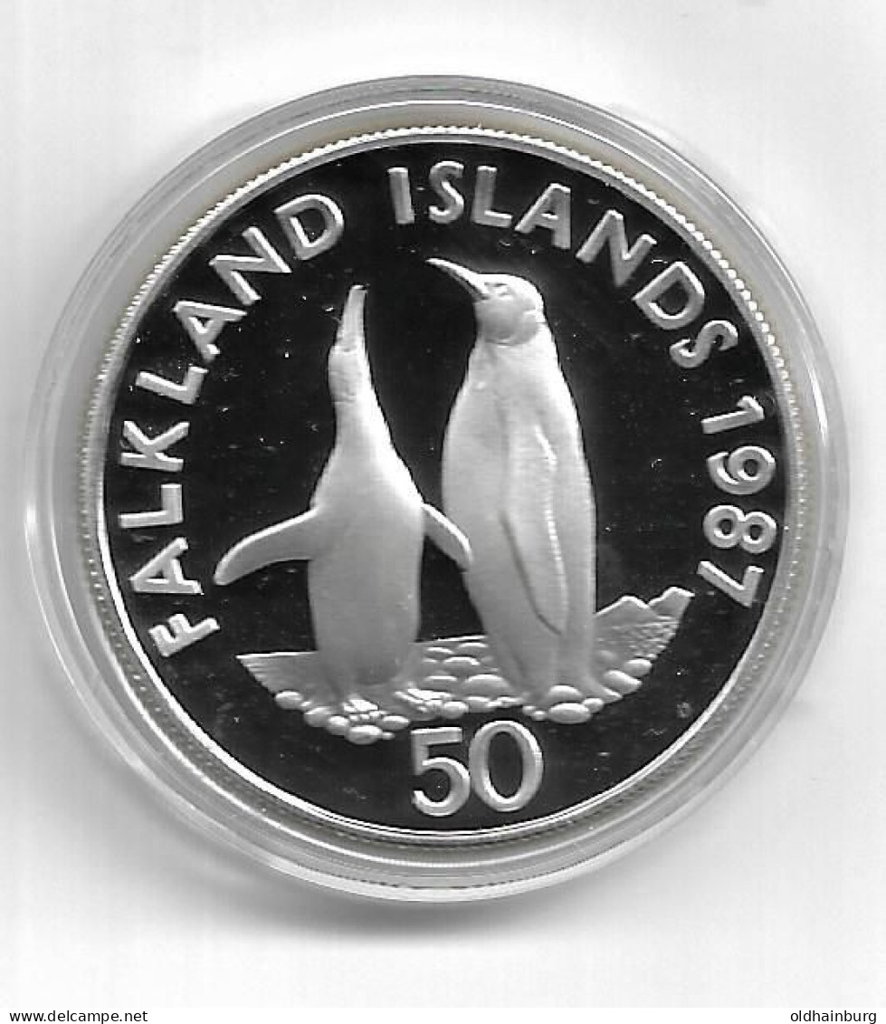 1149u: WWF- Münze Falkland- Inseln 1987, Wiesenweihe PP 28,28 Gramm Proof - Falkland Islands