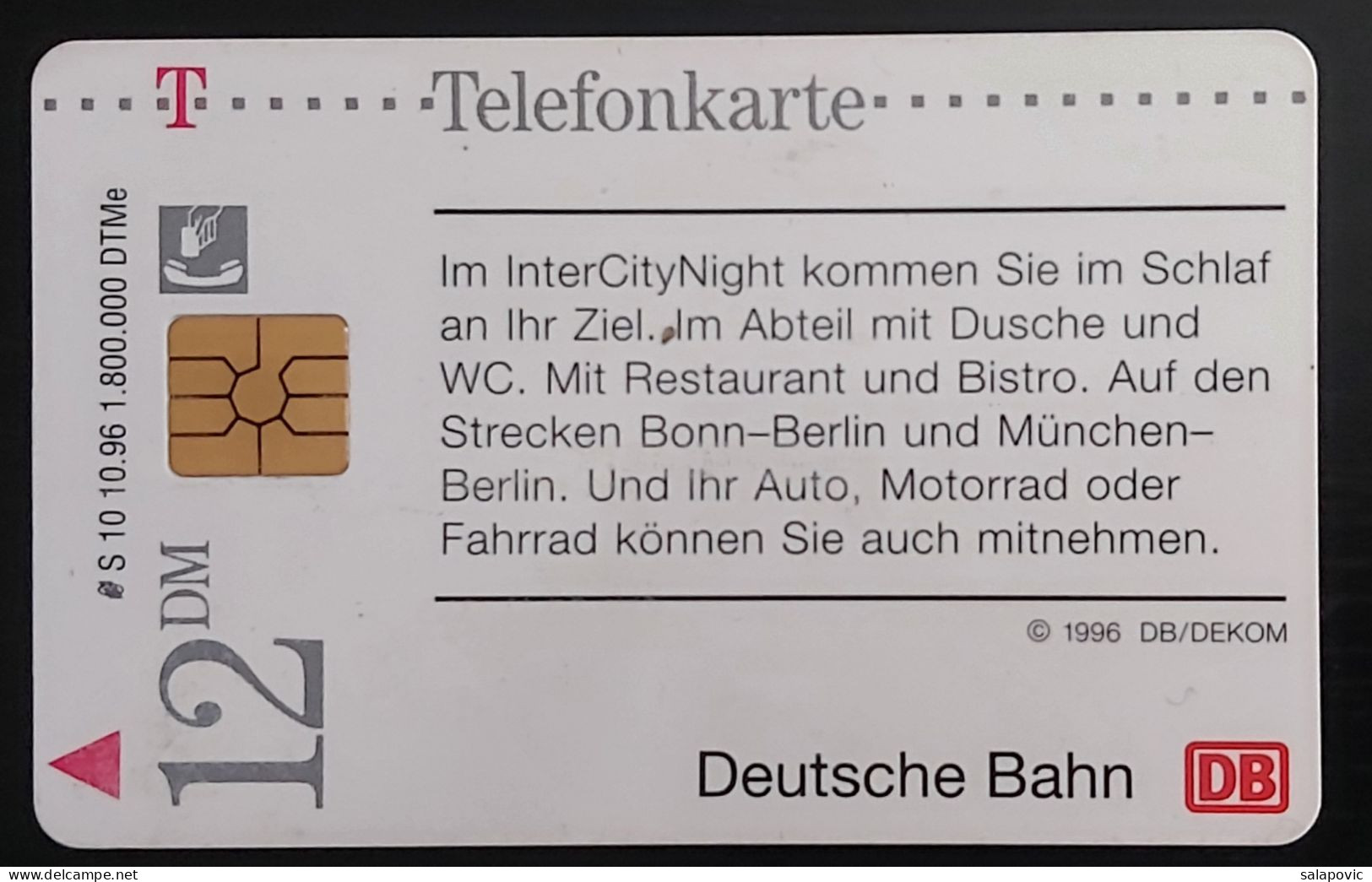 Germany, Deutschland - Telekom- Intercity Train. Die Bahn Kommt, The Train Is Coming 12 DM TK 1/120 - Otros & Sin Clasificación