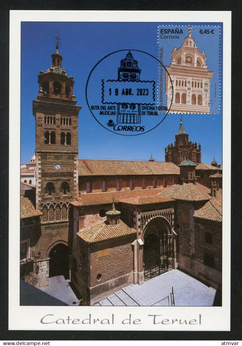 ESPAÑA (2023) Carte Maximum Card - EXFILNA JUVENIA 2023 - Catedral De Teruel, Torre Mudéjar - Cathedral, Cathédrale - Tarjetas Máxima