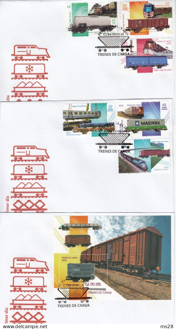 CUBA Sc 5635-41     FDC Trains - Brieven En Documenten