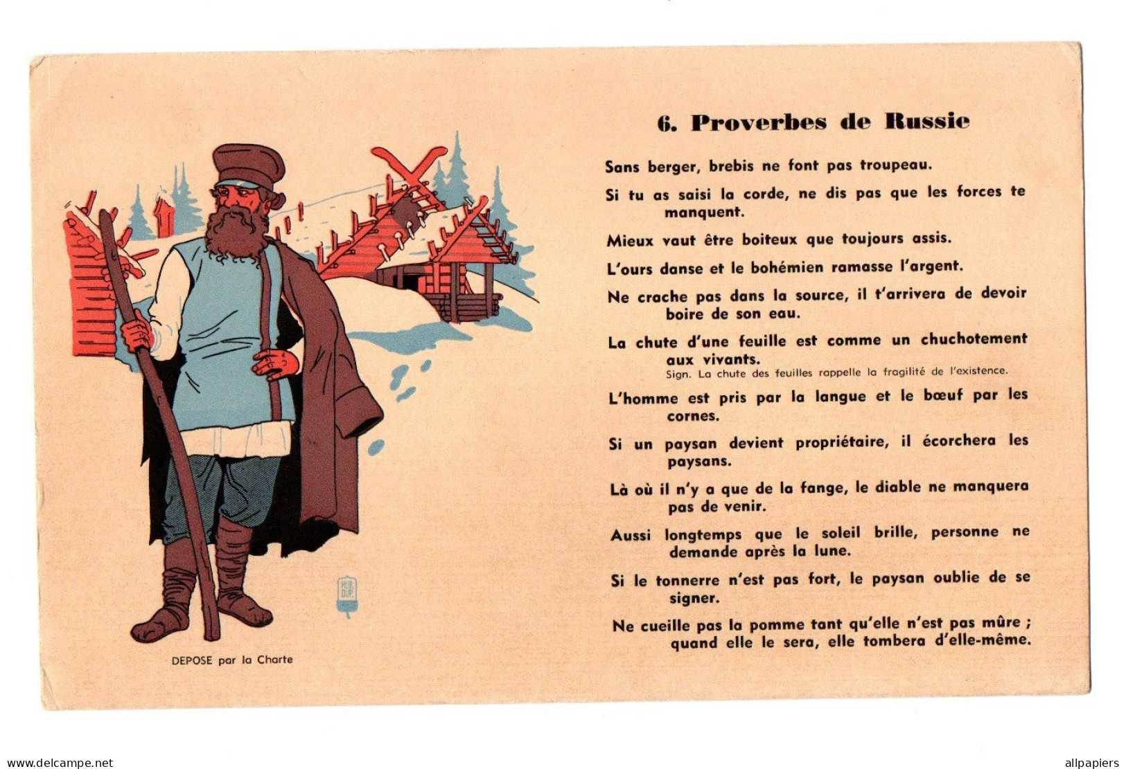 Buvard 6. Proverbes De Russie - Format : 22.5x14 Cm - P