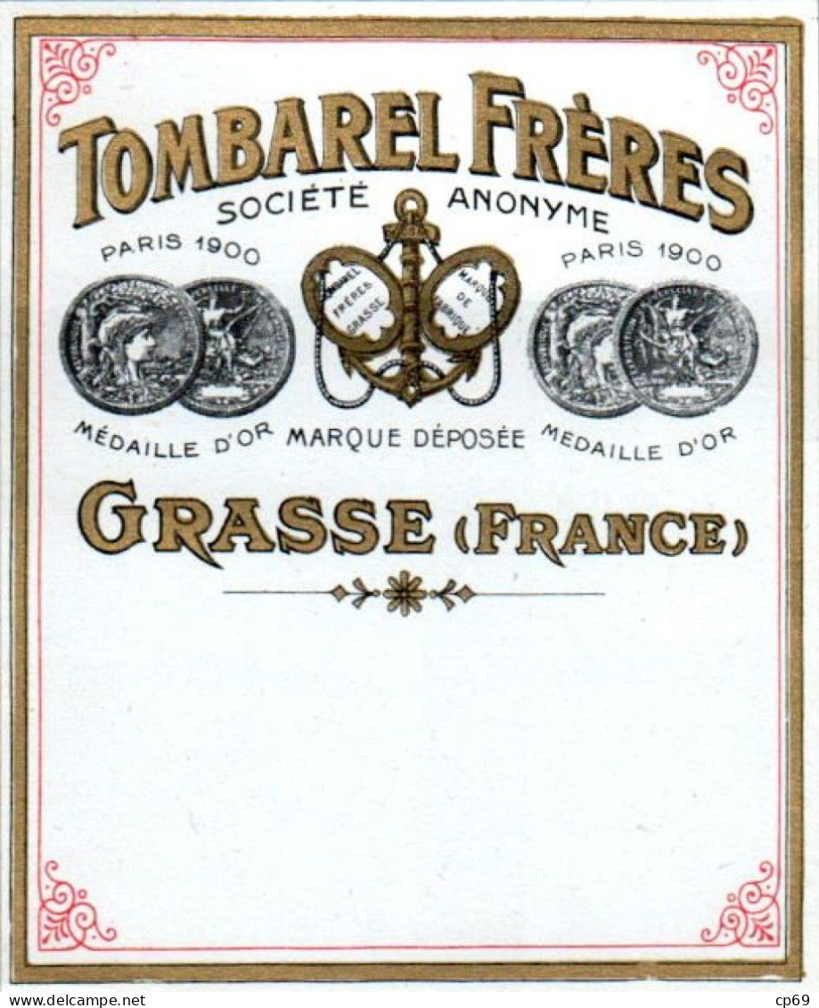 Etiquette Parfum Tombarel Frères à Grasse 6,6 Cm X 8,1 Cm En Superbe.Etat - Etiketten