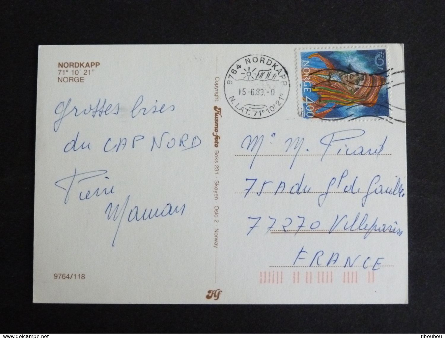 NORVEGE NORWAY NORGE AVEC YT 975 (abimé) NORDEN 89 COSTUME MASCULIN - CAP NORD NORDKAPP - Storia Postale