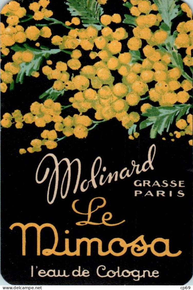 Etiquette Parfum Le Mimosa L'Eau De Cologne ... Molinard Grasse-Paris 7,8 Cm X 11,7 Cm En Superbe.Etat - Etiquetas