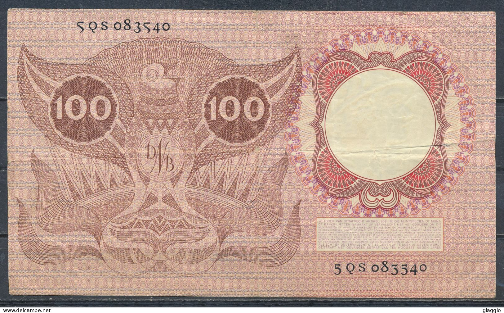 °°° NETHERLANDS 100 GULDEN 1953 °°° - 100 Gulden
