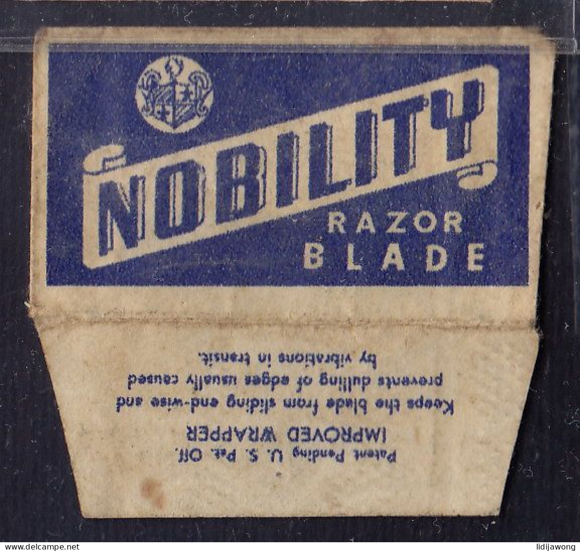 "NOBILITY" Razor Blade Old Vintage WRAPPER (see Sales Conditions) - Lames De Rasoir