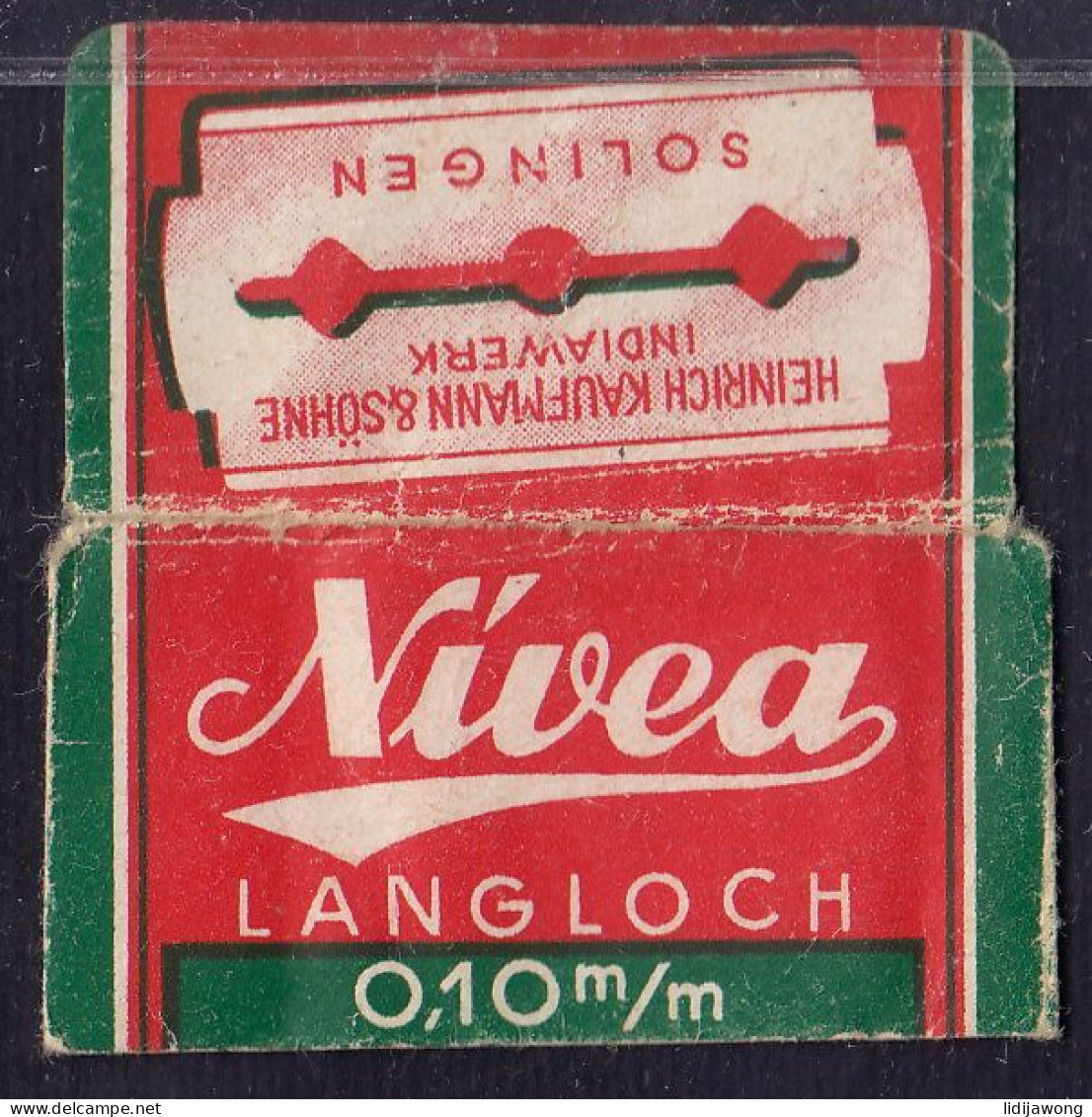 "NIVEA" Razor Blade Old Vintage WRAPPER (see Sales Conditions) - Lames De Rasoir