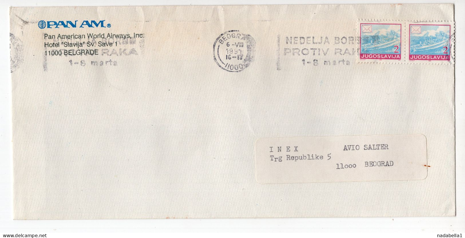 1997. YUGOSLAVIA,SERBIA,BELGRADE,PAN AM BELGRADE OFFICE,HEADED COVER - Covers & Documents