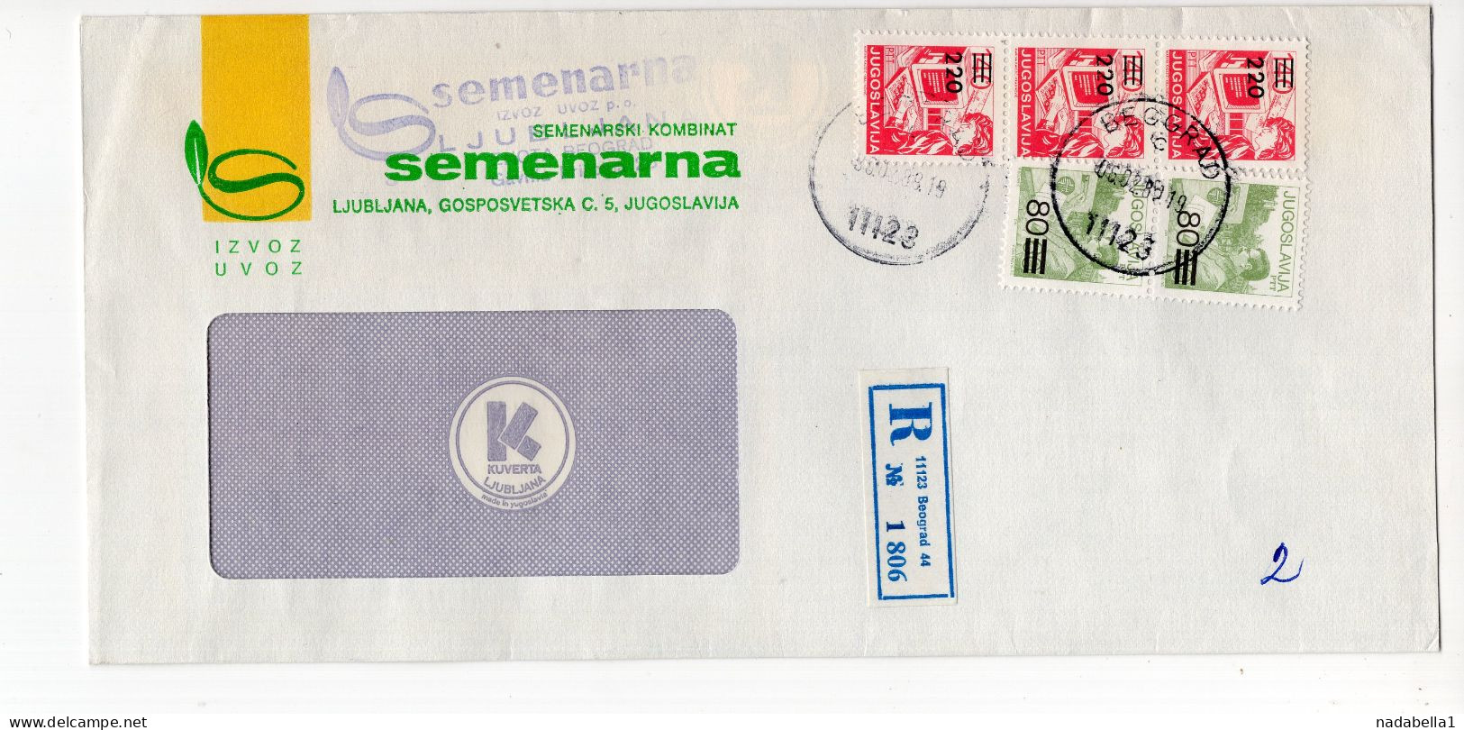 1989. YUGOSLAVIA,SLOVENIA,SEMENARNA,LJUBLJANA,HEADED RECORDED COVER - Cartas & Documentos