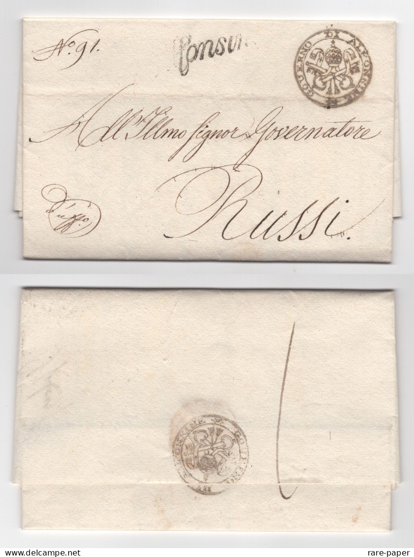 Stato Pontificio Legazione Di Ravenna Governo Delle Alfonsine 1834 -- Signed Letter - ...-1929 Prephilately